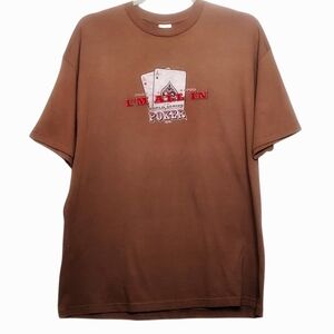 AAA Men 2XL Coffee Brown Flocked Red "I'm All In" Aces WSOP Poker T-shirt NWOT